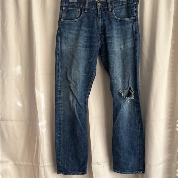 Polo Ralph Lauren Distressed Varick Slim Straight Jeans Elliot Stretch 32/30 - Picture 1 of 10